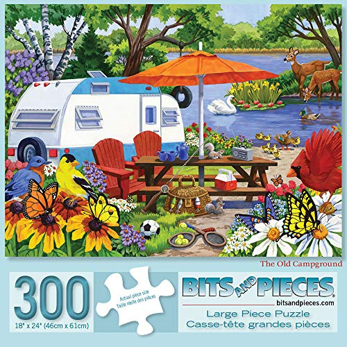 Bits and Pieces - 300 Piece Jigsaw Puzzle for Adults 18" X 24" - The Old Campground - 300 pc Bird and Animal Jigsaws by Artist Nancy Wernersbach