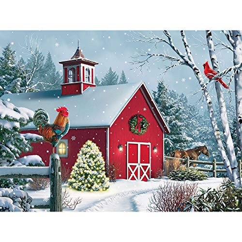 Bits and Pieces - 1000 Piece Jigsaw Puzzle for Adults 20" x 27" - Winter Barn 2 - 1000 pc Christmas Holiday on The Farm Merry Christmas Horse Rooster Barn Jigsaw by Artist Alan Giana Bits and Pieces - 1000 Piece Jigsaw Puzzle for Adults 20" x 27" - Winter Barn 2 - 1000 pc Christmas Holiday on The Farm Merry Christmas Horse Rooster Barn Jigsaw by Artist Alan Giana