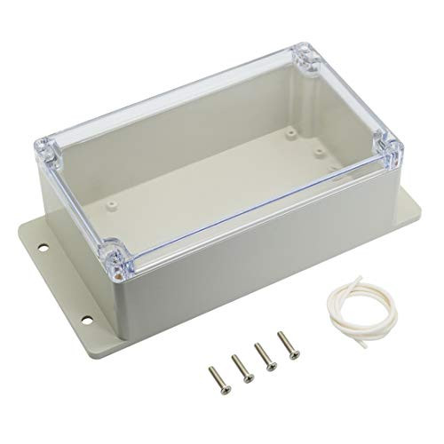 LeMotech ABS Plastic Junction Box, Dustproof Weatherproof IP65 Electrical Box - Universal Project Enclosure Pale Grey, with PC Transparent/Clear Cover and Fixed Ear 7.9"x4.7"x2.94"(200mmx120mmx75mm)
