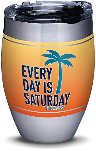 Tervis Life is Good - Every Day Saturday Stainless Steel Insulated Tumbler with Lid, 12 oz, Silver
