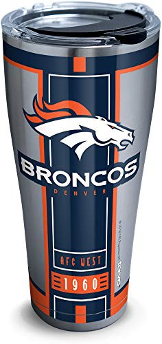 Tervis 1317743 NFL Denver Broncos Blitz Stainless Steel Insulated Tumbler with Clear and Black Hammer Lid, 30 oz, Silver