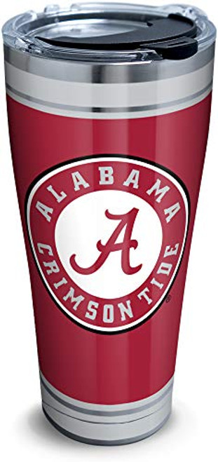 Tervis Alabama Crimson Tide Campus Stainless Steel Insulated Tumbler with Clear and Black Hammer Lid, 30 oz, Silver