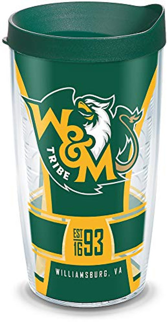 Tervis William & Mary Tribe Spirit Insulated Tumbler with Wrap and Hunter Green Travel Lid, 16 oz, Clear Tervis William & Mary Tribe Spirit Insulated Tumbler with Wrap and Hunter Green Travel Lid, 16 oz, Clear
