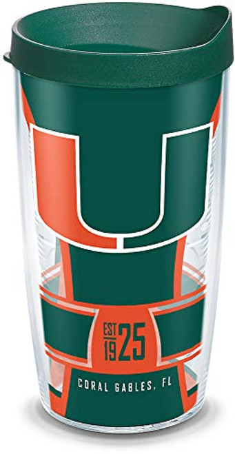 Tervis 1324868 Miami Hurricanes Spirit Insulated Tumbler with Wrap and Hunter Green Travel Lid, 16 oz, Clear Tervis 1324868 Miami Hurricanes Spirit Insulated Tumbler with Wrap and Hunter Green Travel Lid, 16 oz, Clear