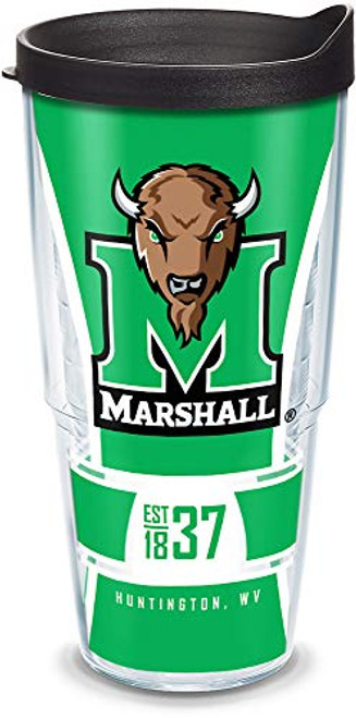 Tervis Marshall Thundering Herd Spirit Insulated Tumbler with Wrap and Black Travel Lid, 24 oz, Clear Tervis Marshall Thundering Herd Spirit Insulated Tumbler with Wrap and Black Travel Lid, 24 oz, Clear