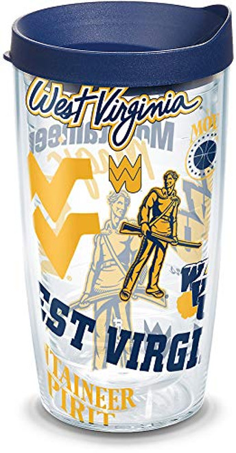 Tervis 1326799 West Virginia Mountaineers All Over Insulated Tumbler with Wrap and Navy Blue Lid, 16oz, Clear Tervis 1326799 West Virginia Mountaineers All Over Insulated Tumbler with Wrap and Navy Blue Lid, 16oz, Clear