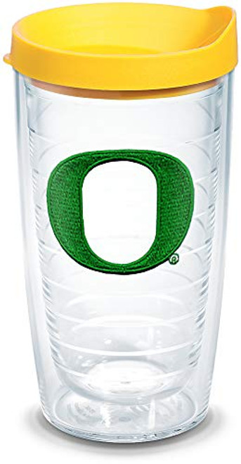 Tervis Oregon Ducks Logo Insulated Tumbler with Emblem and Yellow Lid, 16oz, Clear