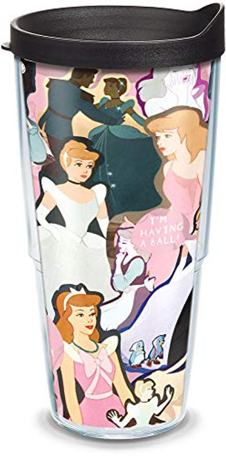 Tervis Disney - Cinderella 70th Anniversary Insulated Tumbler with Wrap and Black Lid, 24oz, Clear Tervis Disney - Cinderella 70th Anniversary Insulated Tumbler with Wrap and Black Lid, 24oz, Clear