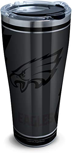 Tervis NFL Philadelphia Eagles Blackout Stainless Steel Insulated Tumbler with Clear and Black Hammer Lid, 30oz, Silver