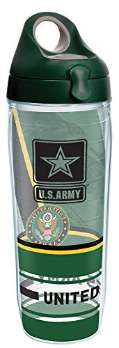 Tervis 1349767 Army Forever Proud Insulated Tumbler with Wrap and Hunter Green with Gray Lid, 24oz Water Bottle, Clear