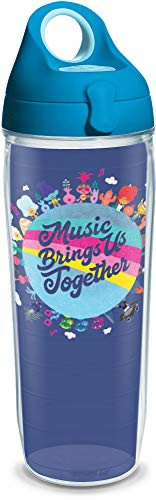Tervis DreamWorks Trolls - Music Together Insulated Tumbler with Wrap and Turquoise Lid, 24oz Water Bottle, Clear