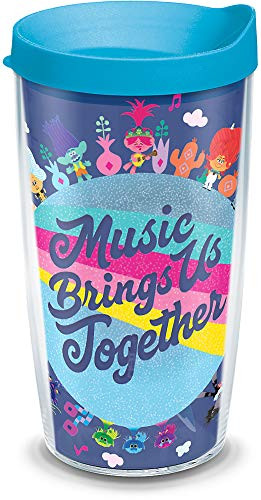 Tervis DreamWorks Trolls - Music Together Insulated Tumbler with Wrap and Turquoise Lid, 16oz, Clear