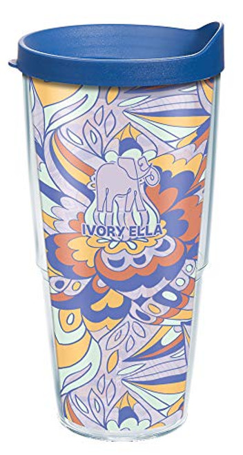 Tervis Ivory Ella - Prairie Florals Insulated Tumbler with Wrap and Blue Lid, 24oz, Clear Tervis Ivory Ella - Prairie Florals Insulated Tumbler with Wrap and Blue Lid, 24oz, Clear