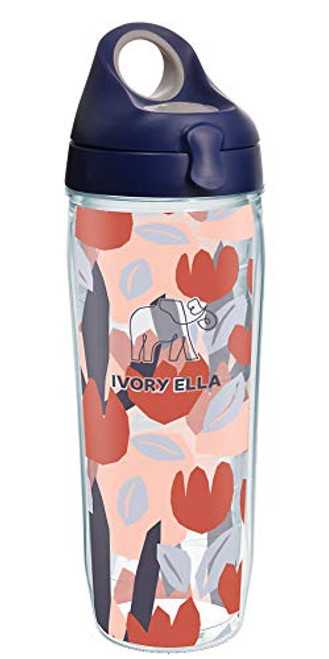Tervis Ivory Ella - Flowers Insulated Tumbler with Wrap and Navy with Gray Lid, 24oz Water Bottle, Clear Tervis Ivory Ella - Flowers Insulated Tumbler with Wrap and Navy with Gray Lid, 24oz Water Bottle, Clear