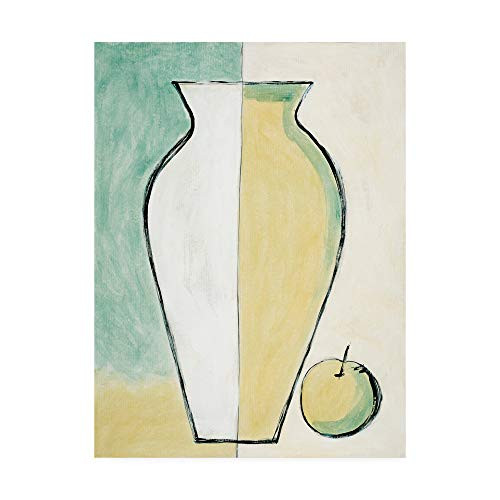 Trademark Fine Art ALI46113-C1419GG White and Yellow Vase with Apple by Pablo Esteban, 14x19,