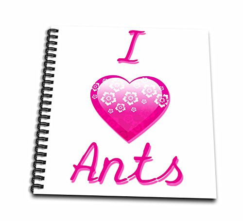 3dRose db_121400_1 Pretty Pink Flowery I Love Ants Drawing Book, 8 by 8-Inch