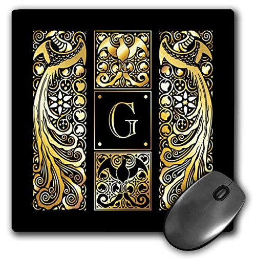 3dRose Mouse Pad Image of Art Nouveau Peacocks- Monogram Letter G- Not Foil Embossed - 8 by 8-Inches (mp_298066_1) 3dRose Mouse Pad Image of Art Nouveau Peacocks- Monogram Letter G- Not Foil Embossed - 8 by 8-Inches (mp_298066_1)