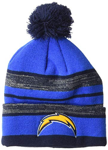 OTS NFL Los Angeles Chargers Men's Huset Cuff Knit Cap with Pom, Alternate Team Color, One Size