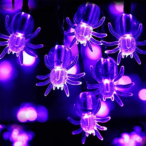 Halloween String Lights - 10 Feet 20 LEDs Purple Spider Lights Decorations String Lights - Halloween Decorations Lights Battery Powered for Outdoor Indoor Halloween String Lights - 10 Feet 20 LEDs Purple Spider Lights Decorations String Lights - Halloween Decorations Lights Battery Powered for Outdoor Indoor
