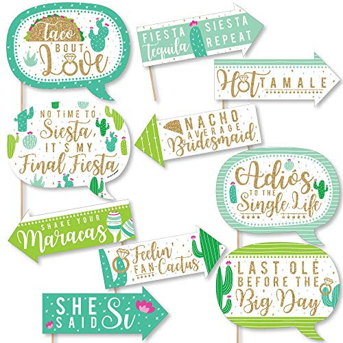 Big Dot of Happiness Funny Final Fiesta - Last Fiesta Bachelorette Party Photo Booth Props Kit - 10 Piece