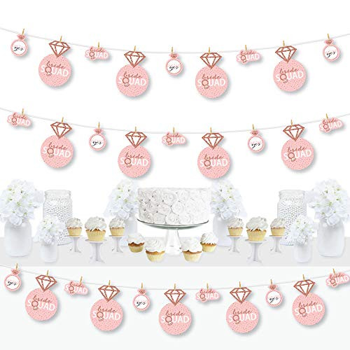 Big Dot of Happiness Bride Squad - Rose Gold Bridal Shower or Bachelorette Party DIY Decorations - Clothespin Garland Banner - 44 Pieces