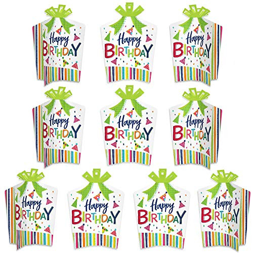 Big Dot of Happiness Cheerful Happy Birthday - Table Decorations - Colorful Birthday Party Fold and Flare Centerpieces - 10 Count