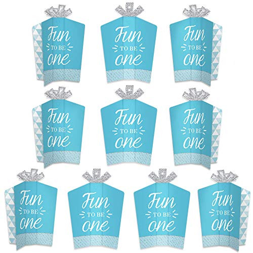 Big Dot of Happiness 1st Birthday Boy - Fun to be One - Table Decorations - First Birthday Party Fold and Flare Centerpieces - 10 Count