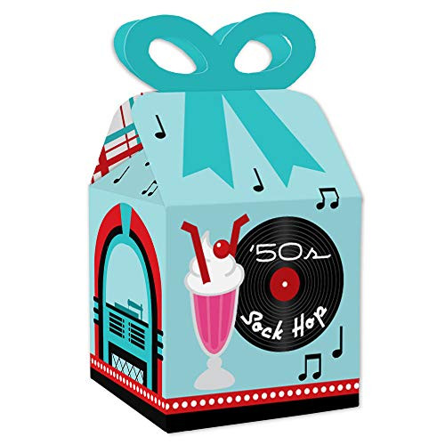 Big Dot of Happiness 50s Sock Hop - Square Favor Gift Boxes - 1950s Rock N Roll Party Bow Boxes - Set of 12 Big Dot of Happiness 50s Sock Hop - Square Favor Gift Boxes - 1950s Rock N Roll Party Bow Boxes - Set of 12