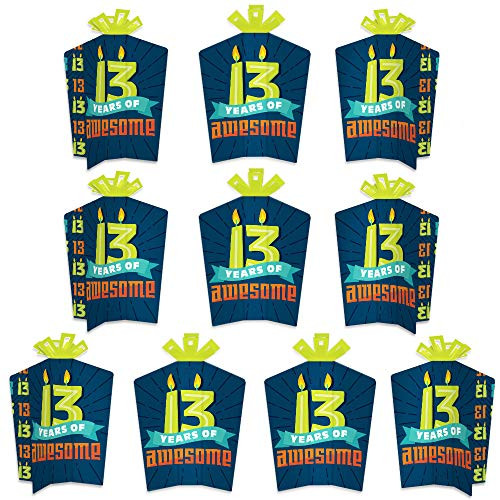 Big Dot of Happiness Boy 13th Birthday - Table Decorations - Official Teenager Birthday Party Fold and Flare Centerpieces - 10 Count Big Dot of Happiness Boy 13th Birthday - Table Decorations - Official Teenager Birthday Party Fold and Flare Centerpieces - 10 Count