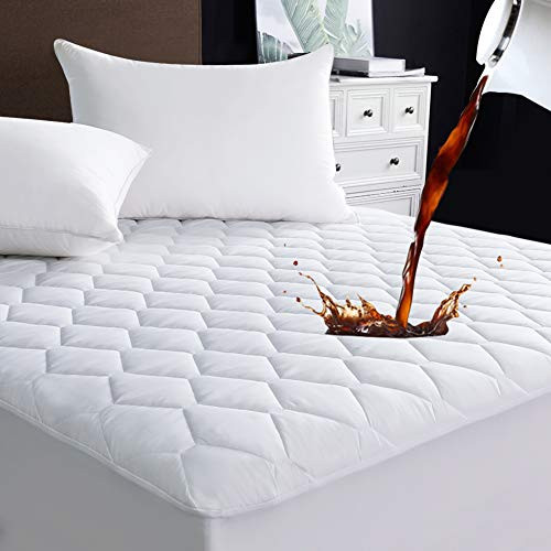 SINSAY Queen Size Quilted Fitted Mattress Pad, 100% Waterproof Breathable Mattress Cover Stretches up to 16 Inches Deep Pocket Hollow Cotton Alternative Filling Noiseless Mattress Protector SINSAY Queen Size Quilted Fitted Mattress Pad, 100% Waterproof Breathable Mattress Cover Stretches up to 16 Inches Deep Pocket Hollow Cotton Alternative Filling Noiseless Mattress Protector