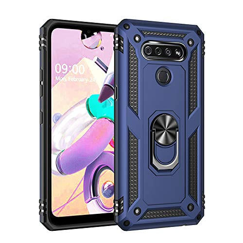 CAREDOCTOR Fit for LG K51 Case, Military Grade 15ft. Drop Tested Protective Case with Kickstand & Attached to Car Holder (Blue)