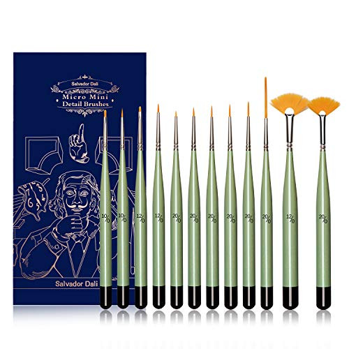 Lenbicki Micro Detail Paint Brush Set,12 PCS Paint Brushes Set Miniature Artist Painting Brushes for Paintings Art Acrylic Miniature Art Brushes for Watercolor, Oil
