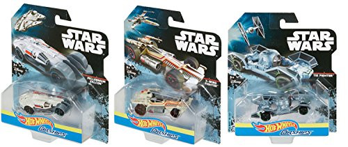 Hot Wheels Star Wars Carships Millennium Falcon Tie Fighter X-Wing Carships Die-Cast 3-Pack Diecast Set Hot Wheels Star Wars Carships Millennium Falcon Tie Fighter X-Wing Carships Die-Cast 3-Pack Diecast Set