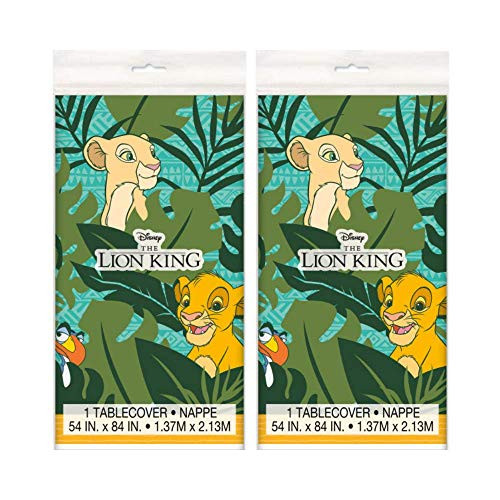 Lion Childrens Birthday Party Tableware Supplies Plastic Tablecover, Rectangular (54 x 84 in), 2 Pack