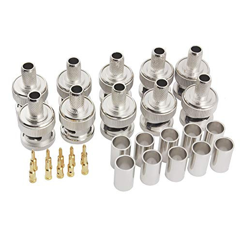 ?Pack of 10? BNC Male Q9 Plug Crimp for RG8X RG-8X LMR240 Cable Straight RF Coaxial Adapter Connector, Eifagur