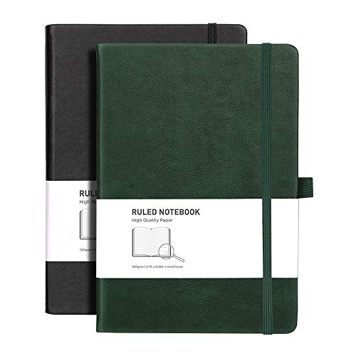 RETTACY Ruled Journal Notebook 2 Pack - A5 Lined Journal with 376 Numbered Pages,Hardcover,100gsm Thick Paper ''5.75 × 8.38''