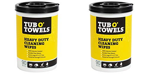 Tub O Towels TW90 Heavy-Duty 10" x 12" Size Multi-Surface Cleaning Wipes, 90 Count Per Canister 2 Pack Tub O Towels TW90 Heavy-Duty 10" x 12" Size Multi-Surface Cleaning Wipes, 90 Count Per Canister 2 Pack