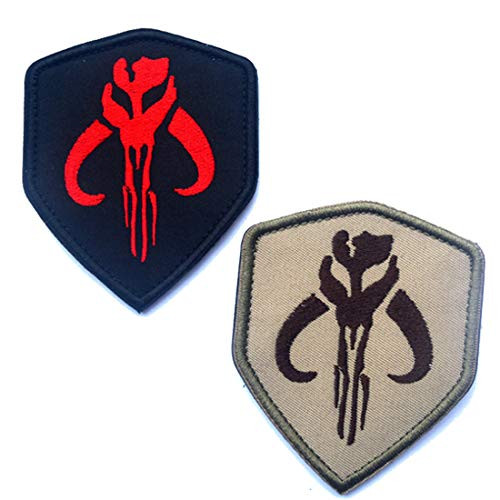 Star Wars Mandalorian Mythosaur Skull Crest Bounty Hunter Boba Fett Shield Patch, Tactical Morale Patches with Fastener Hook and Loop Backing 3.5 x 2.48 inch