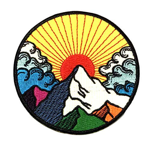 PatchClub Sunrise in The Mountains Outdoor Adventure Patch - 100% Embroidered Cool Iron On/Sew On Patches