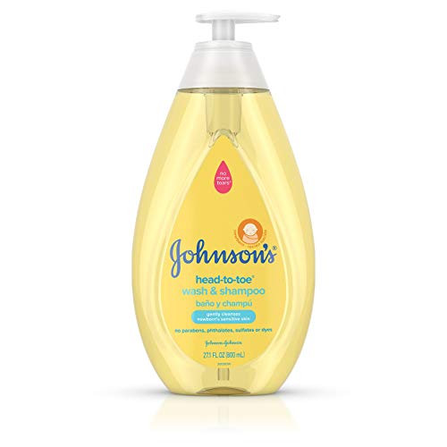 Johnson's Head-To-Toe Gentle Baby Wash & Shampoo, Tear-Free, Sulfate-Free & Hypoallergenic Bath Wash for Baby's Sensitive Skin & Hair, pH Balanced, Washes Away 99.9% Of Germs 27.1 fl. oz