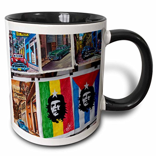 3dRose Cuba, Havana, Craft Market Souvenirs-CA11 WBI0275-Walter Bibikow Ceramic Mug, 11 oz, Black/White