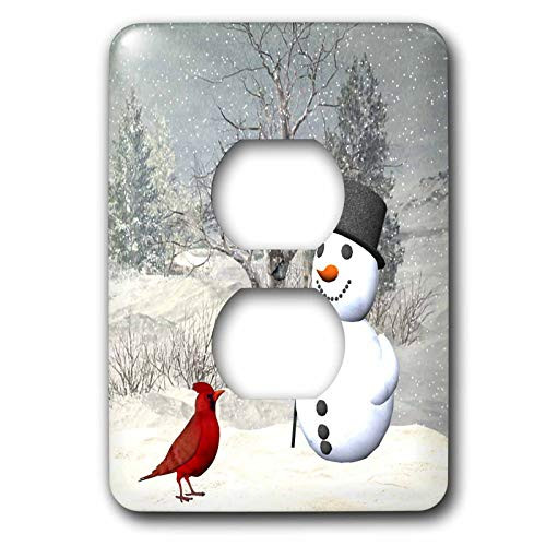 3dRose lsp_18581_6"Cardinal And Snowman In Winter 2 Plug Outlet Cover