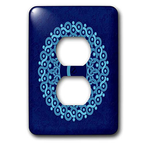 3dRose lsp_32192_6 Monogram C Hued Mandala On Royal Blue Muted Grunge Damask Outlet Cover, Multicolor