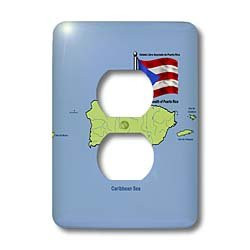3dRose lsp_49046_6"Flag and Map Commonwealth of Puerto Rico printed in English and Spanish-2 Plug Outlet Cover