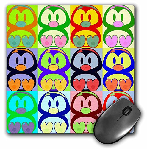 3dRose LLC 8 x 8 x 0.25 Inches Mouse Pad, Cartoon Penguin Pop Art (mp_8061_1)