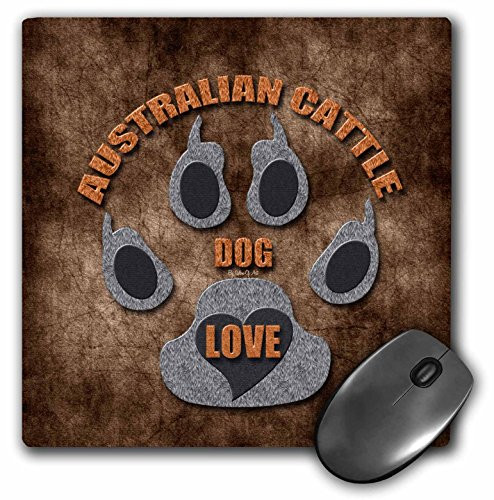 3dRose LLC 8 X 8 X 0.25 Inches Australian Cattle Love Dog Breed in Gray and Brown Mouse Pad (mp_22027_1)