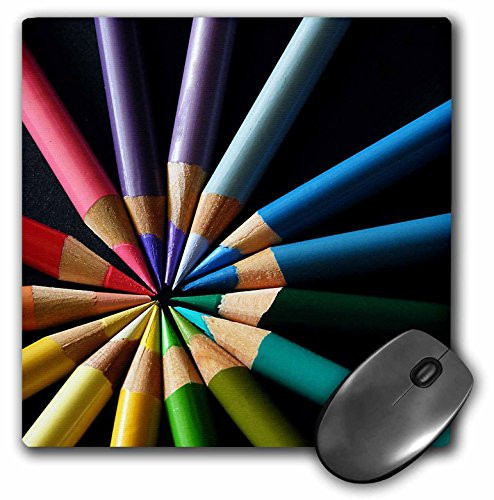 3dRose LLC 8 x 8 x 0.25 Inches Mouse Pad, Colored Pencils Arraigned in Color Wheel (mp_22339_1)