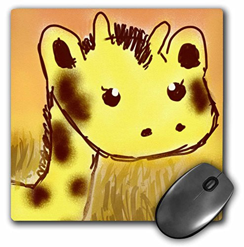 3dRose LLC 8 x 8 x 0.25 Inches Mouse Pad, Cute Giraffe Face Animals Cartoon Art (mp_32764_1)