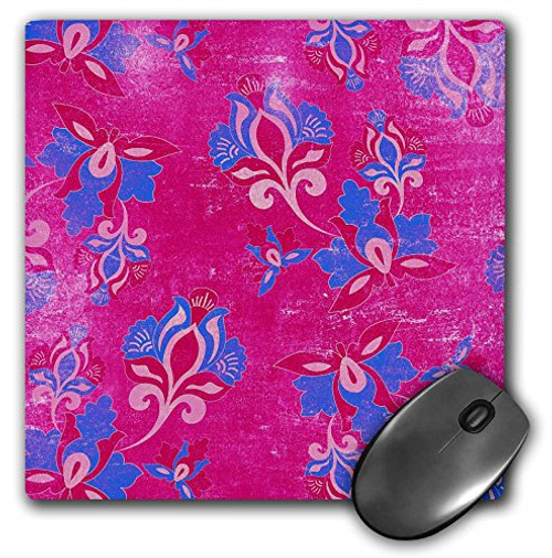 3dRose LLC 8 x 8 x 0.25 Inches Mouse Pad, Pink and Blue Grunge Art Nouveau Flower Pattern (mp_169203_1) 3dRose LLC 8 x 8 x 0.25 Inches Mouse Pad, Pink and Blue Grunge Art Nouveau Flower Pattern (mp_169203_1)