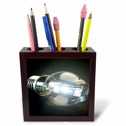 3dRose ph_71659_1 Energy, Light Bulb-Co05 PRI0003-Prisma-Tile Pen Holder, 5-Inch